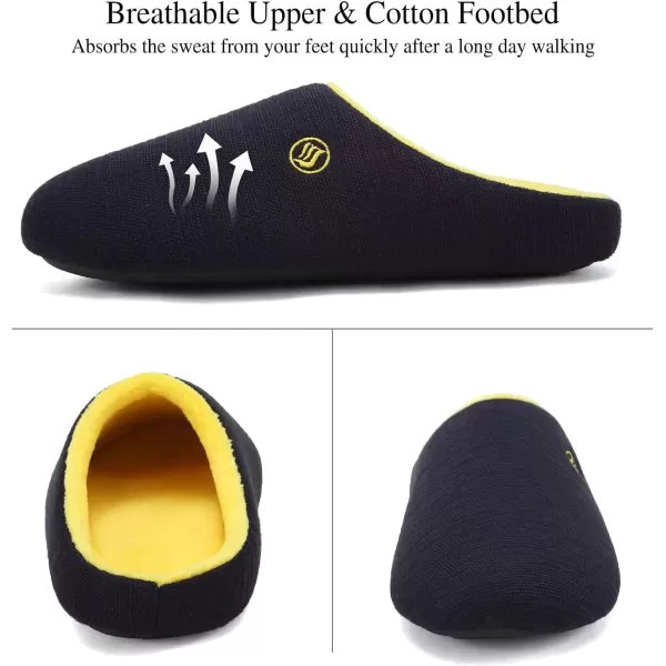 CIOR Unisex Mens Womens Memory Foam Slippers Comfort Cottonblend Closed Toe House Shoes Indoor Scuff1navyYellow