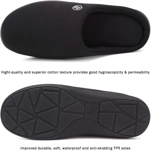 CIOR Unisex Mens Womens Memory Foam Slippers Comfort Cottonblend Closed Toe House Shoes Indoor ScuffBlackremovablememory Foam Insole