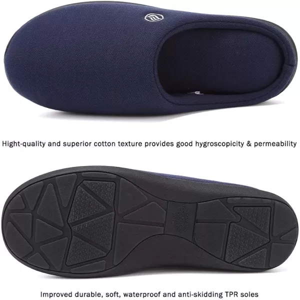 CIOR Unisex Mens Womens Memory Foam Slippers Comfort Cottonblend Closed Toe House Shoes Indoor ScuffBlueremovablememory Foam Insole