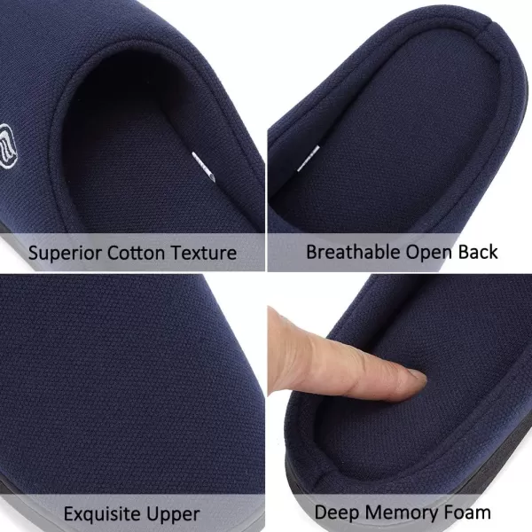 CIOR Unisex Mens Womens Memory Foam Slippers Comfort Cottonblend Closed Toe House Shoes Indoor ScuffBlueremovablememory Foam Insole