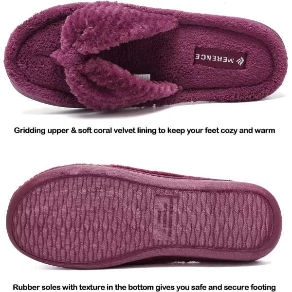 CIOR Womens Cozy Memory Foam Spa Thong Flip Flops House Indoor Slippers Plush Gridding Velvet Lining Clog StyleU1MTW01707161purple