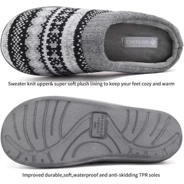 CIOR Womens Memory Foam House Slippers Sweater Knit Embroidered Pattern and Ribbed HandKnit Collar House Shoes1dark Gray