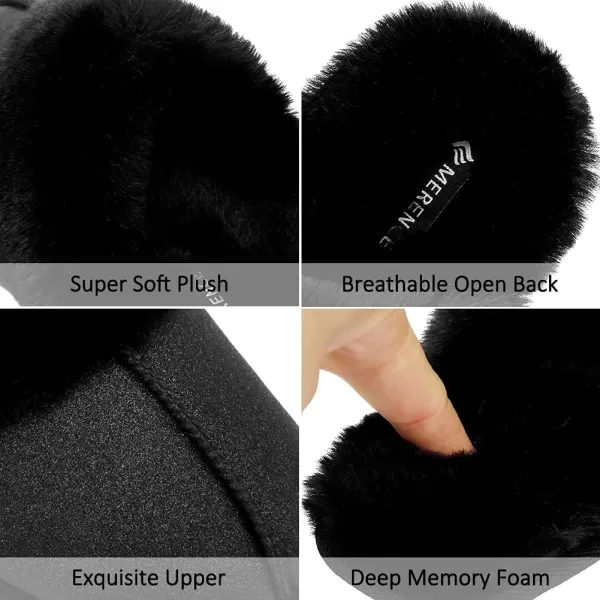 CIOR Womens Memory Foam Slippers Faux Fur Lining Slipon Clog Scuff House Shoes Indoor amp Outdoor1black Glitter