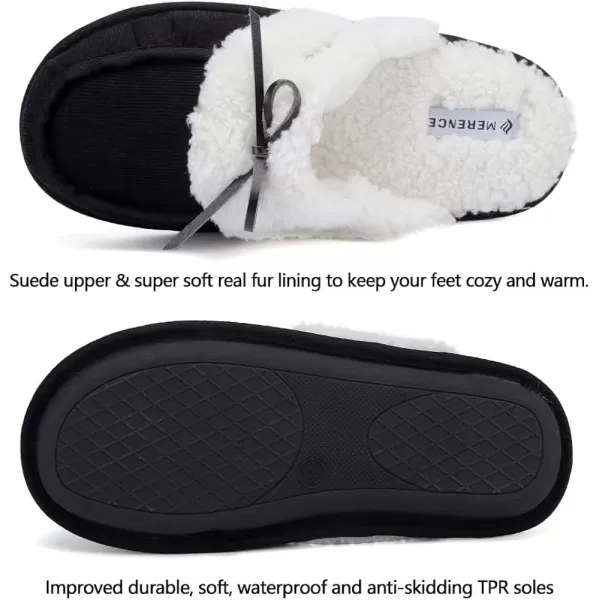 CIOR Womens Memory Foam Slippers Faux Fur Lining Slipon Clog Scuff House Shoes Indoor amp Outdoor1corduroy Black