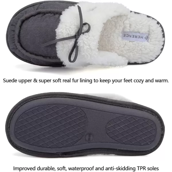 CIOR Womens Memory Foam Slippers Faux Fur Lining Slipon Clog Scuff House Shoes Indoor amp Outdoor1corduroy Grey