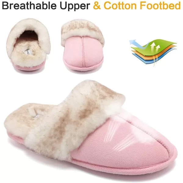 CIOR Womens Memory Foam Slippers Faux Fur Lining Slipon Clog Scuff House Shoes Indoor amp Outdoor1pink