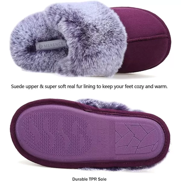 CIOR Womens Memory Foam Slippers Faux Fur Lining Slipon Clog Scuff House Shoes Indoor amp Outdoor1purple