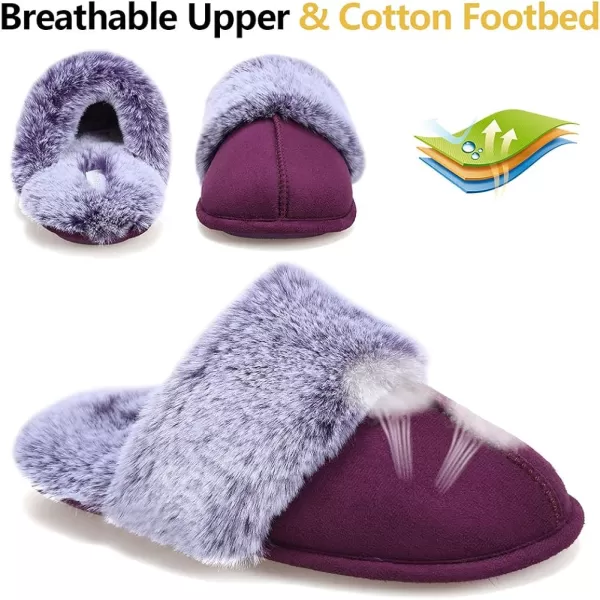 CIOR Womens Memory Foam Slippers Faux Fur Lining Slipon Clog Scuff House Shoes Indoor amp Outdoor1purple