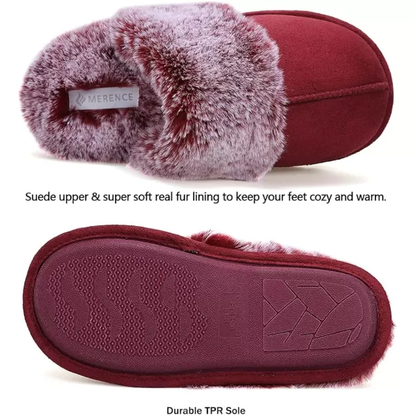 CIOR Womens Memory Foam Slippers Faux Fur Lining Slipon Clog Scuff House Shoes Indoor amp Outdoor1wine