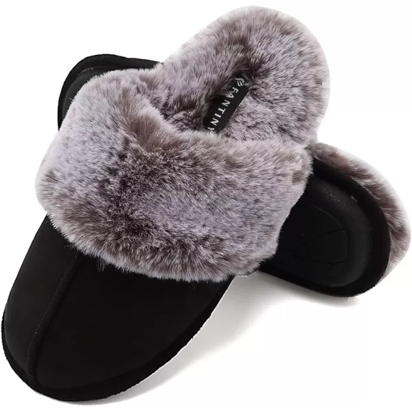 CIOR Womens Memory Foam Slippers Faux Fur Lining Slipon Clog Scuff House Shoes Indoor amp Outdoor2black