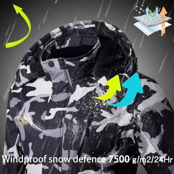 CIOR Womens Mountain Waterproof Ski Jacket Windproof Rain JacketBlack Camo