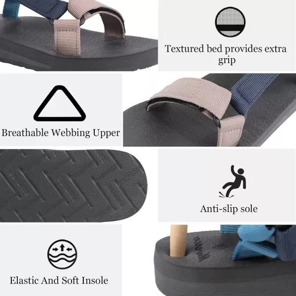 CIOR Womens Sport Sandals Hiking Sandals with Arch Support Yoga Mat Insole Outdoor Light Weight Water ShoesBluegray