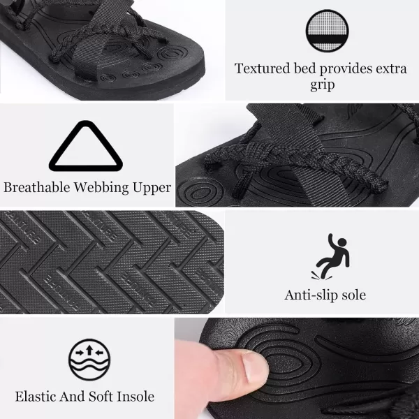 CIOR Womens Sport Sandals Hiking Sandals with Arch Support Yoga Mat Insole Outdoor Light Weight Water ShoesDkblack