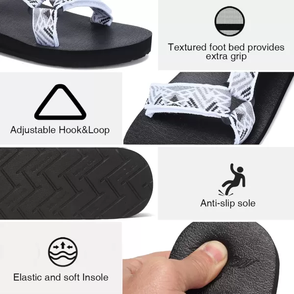 CIOR Womens Sport Sandals Hiking Sandals with Arch Support Yoga Mat Insole Outdoor Light Weight Water ShoesWhite Black