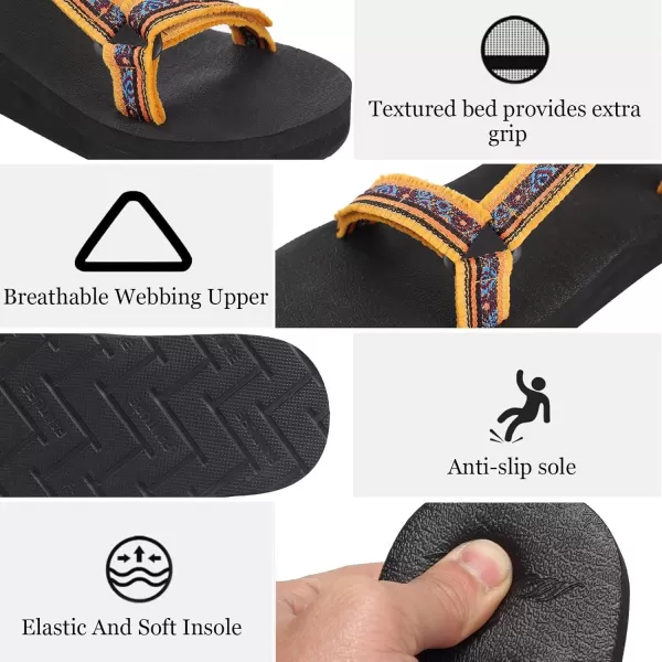 CIOR Womens Sport Sandals Hiking Sandals with Arch Support Yoga Mat Insole Outdoor Light Weight Water ShoesYellowthick Sole