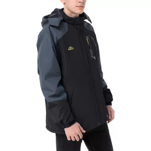 Mens Mountain Waterproof Ski Jacket Windproof Rain Jacket Winter Warm Snow Coat II with Removable HoodGray