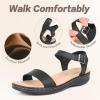 imageCIOR Leather Women Sandals with Arch Support Comfortable Memory Foam Summer Beach Sandals Shoes643black