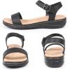 imageCIOR Leather Women Sandals with Arch Support Comfortable Memory Foam Summer Beach Sandals Shoes643black