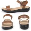 imageCIOR Leather Women Sandals with Arch Support Comfortable Memory Foam Summer Beach Sandals Shoes643brown