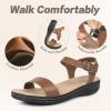 imageCIOR Leather Women Sandals with Arch Support Comfortable Memory Foam Summer Beach Sandals Shoes643brown