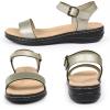 imageCIOR Leather Women Sandals with Arch Support Comfortable Memory Foam Summer Beach Sandals Shoes643pewter