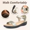 imageCIOR Leather Women Sandals with Arch Support Comfortable Memory Foam Summer Beach Sandals Shoes643pewter