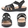 imageCIOR Leather Women Sandals with Arch Support Comfortable Memory Foam Summer Beach Sandals Shoes644tzblack