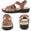 imageCIOR Leather Women Sandals with Arch Support Comfortable Memory Foam Summer Beach Sandals Shoes644tzbrown