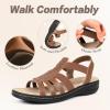 imageCIOR Leather Women Sandals with Arch Support Comfortable Memory Foam Summer Beach Sandals Shoes644tzbrown