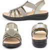 imageCIOR Leather Women Sandals with Arch Support Comfortable Memory Foam Summer Beach Sandals Shoes644tzpewter
