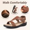 imageCIOR Leather Women Sandals with Arch Support Comfortable Memory Foam Summer Beach Sandals Shoes645tsbrown