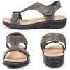 imageCIOR Leather Women Sandals with Arch Support Comfortable Memory Foam Summer Beach Sandals Shoes645tsgrey