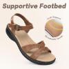 imageCIOR Leather Women Sandals with Arch Support Comfortable Memory Foam Summer Beach Sandals Shoes646jcbrown