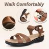 imageCIOR Leather Women Sandals with Arch Support Comfortable Memory Foam Summer Beach Sandals Shoes646jcbrown