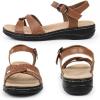 imageCIOR Leather Women Sandals with Arch Support Comfortable Memory Foam Summer Beach Sandals Shoes646jcbrown