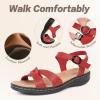 imageCIOR Leather Women Sandals with Arch Support Comfortable Memory Foam Summer Beach Sandals Shoes646jcred
