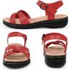imageCIOR Leather Women Sandals with Arch Support Comfortable Memory Foam Summer Beach Sandals Shoes646jcred