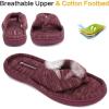 imageCIOR Womens Cozy Memory Foam Spa Thong Flip Flops House Indoor Slippers Plush Gridding Velvet Lining Clog StyleU1MTW01707162wine