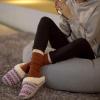 imageCIOR Womens Memory Foam House Slippers Sweater Knit Embroidered Pattern and Ribbed HandKnit CollarU1MTW014Purple3839