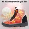 imageWomens Snow Boots Winter Suede Cotton Warm Fur Lined Ankle Boots Outdoor AntiSlip Waterproof Booties Lace Up Platform Shoes Black