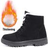 imageWomens Snow Boots Winter Suede Cotton Warm Fur Lined Ankle Boots Outdoor AntiSlip Waterproof Booties Lace Up Platform Shoes Black