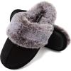 imageCIOR Womens Memory Foam Slippers Faux Fur Lining Slipon Clog Scuff House Shoes Indoor ampamp OutdoorU118WMT01002blackF3839