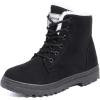 imageWomens Snow Boots Winter Suede Cotton Warm Fur Lined Ankle Boots Outdoor AntiSlip Waterproof Booties Lace Up Platform Shoes Black