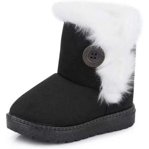imageCIOR Toddler Snow Boots for Girls Boys Winter Warm Kids Button Boots Outdoor Shoes