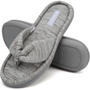 imageCIOR Womens Cozy Memory Foam Spa Thong Flip Flops House Indoor Slippers Plush Gridding Velvet Lining Clog StyleU1MTW01707162light Gray