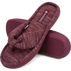 imageCIOR Womens Cozy Memory Foam Spa Thong Flip Flops House Indoor Slippers Plush Gridding Velvet Lining Clog StyleU1MTW01707162wine