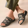 image:imageCIOR Womens Classic Leather Sandals Black Flat Open Toe Arch Support Adjustable Strap Casual Water Resistant Perfect for Beach Street Shopping Dating Vacation Pool PartyBlblack