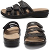 image:imageCIOR Womens Classic Leather Sandals Black Flat Open Toe Arch Support Adjustable Strap Casual Water Resistant Perfect for Beach Street Shopping Dating Vacation Pool Party2022versionblack2