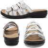 image:imageCIOR Womens Classic Leather Sandals Black Flat Open Toe Arch Support Adjustable Strap Casual Water Resistant Perfect for Beach Street Shopping Dating Vacation Pool Party2022versionwhite