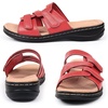 image:imageCIOR Womens Classic Leather Sandals Black Flat Open Toe Arch Support Adjustable Strap Casual Water Resistant Perfect for Beach Street Shopping Dating Vacation Pool PartyYhdull Red